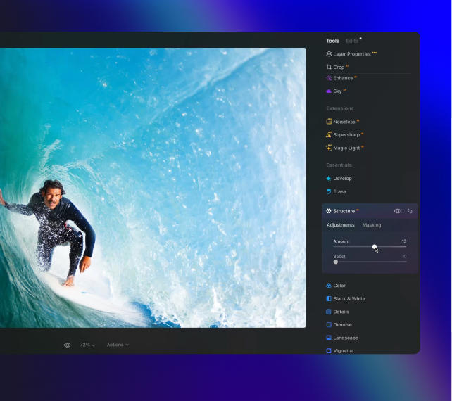 Luminar Neo features: Structure AI - Sharp details, natural look